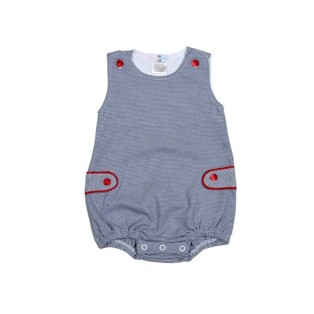 NEW BABY LOREN girl's bubble onesie in red/blue